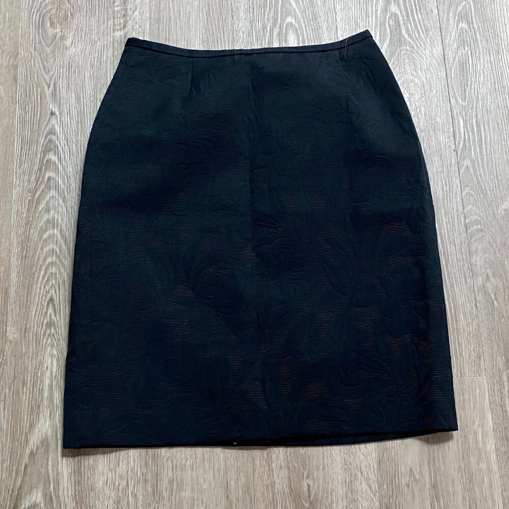 Talbots Preppy Academia Minimalist Siren Jacquard Cotton Knee Pencil Skirt 8P